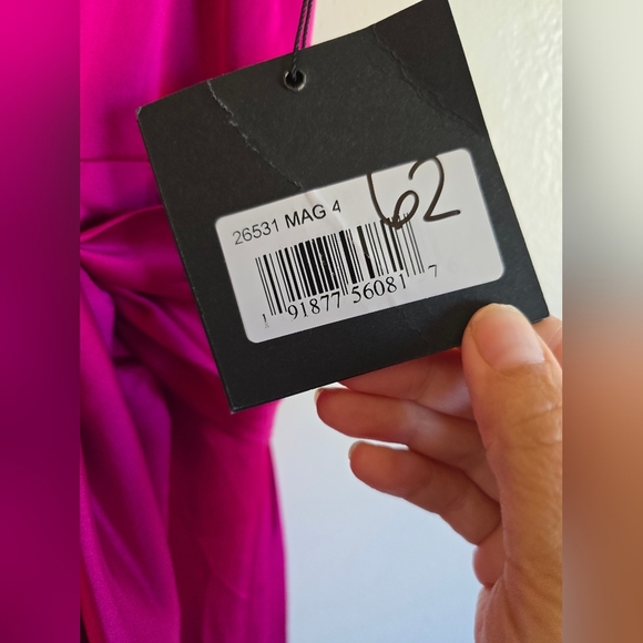 Ieena for Mac Duggal,Charmeuse Halter Strap Soft Tie Waist Gown, Magenta, Size 4 - Picture 8 of 12